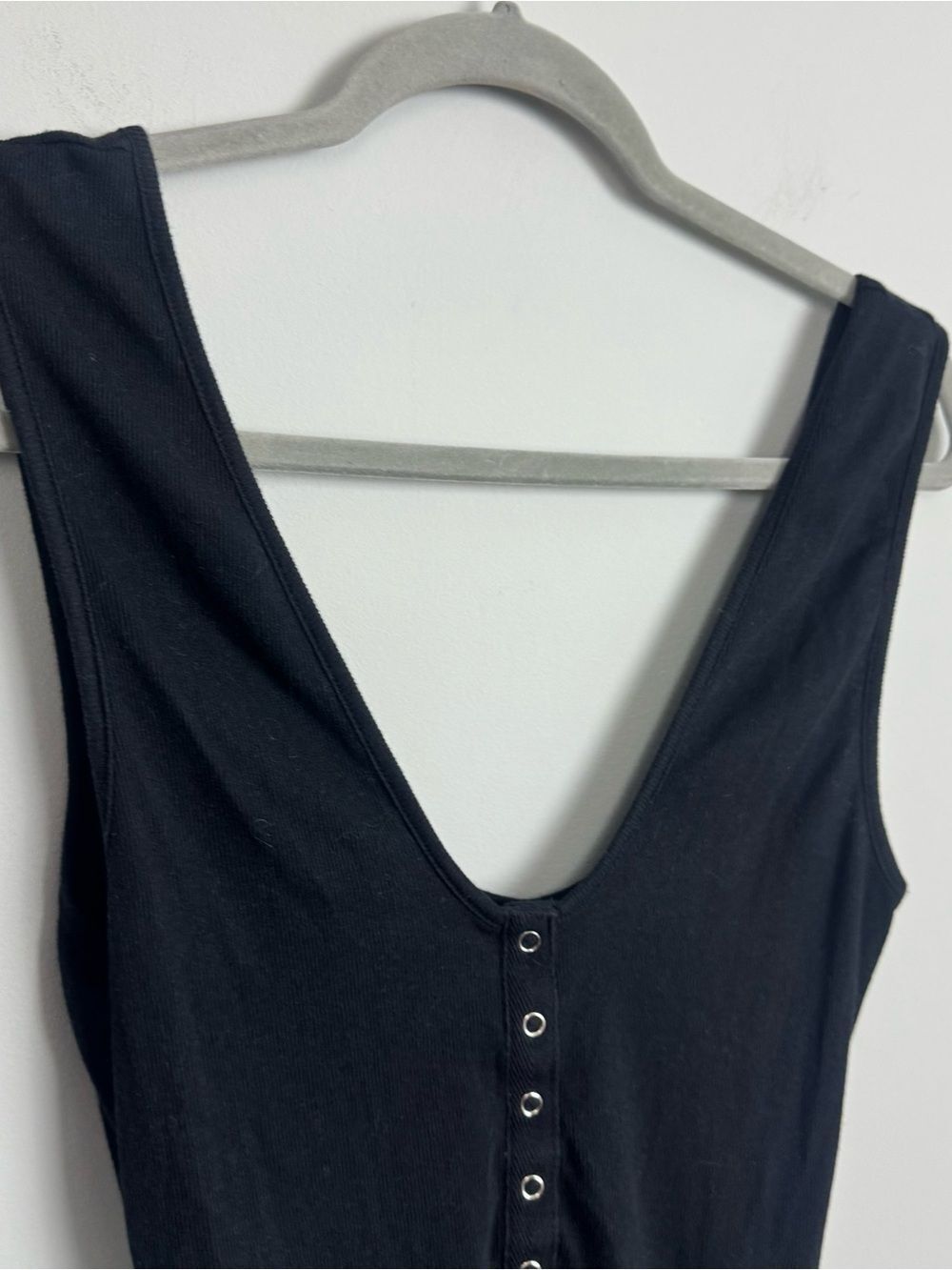 FREE PEOPLE | INTIMATELY Black Ribbed Henley Bodysuit Women’s Size Large - Picture 3 of 9